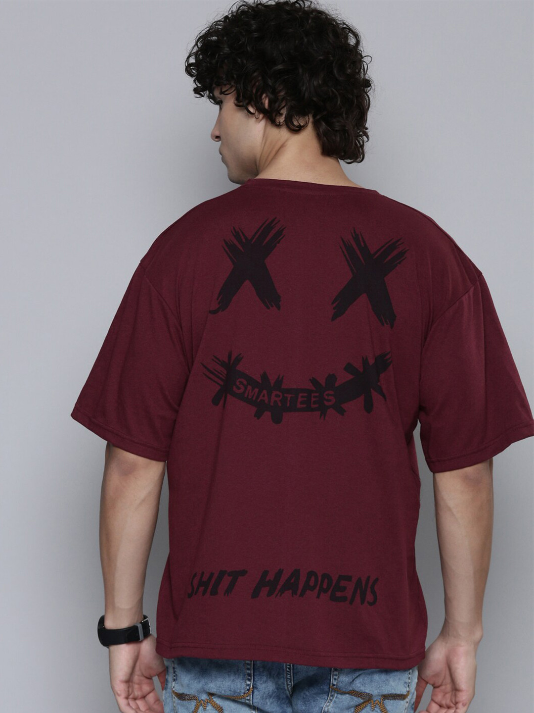

SMARTEES Graphic Printed Oversized Cotton T-shirt, Maroon