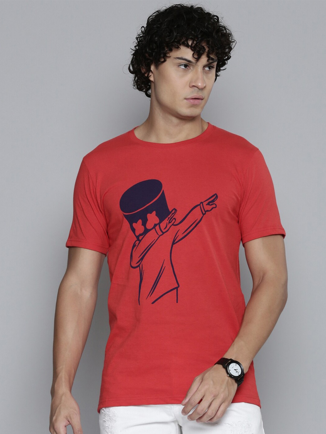 

SMARTEES Marshmello Printed Round Neck Cotton T-shirt, Red