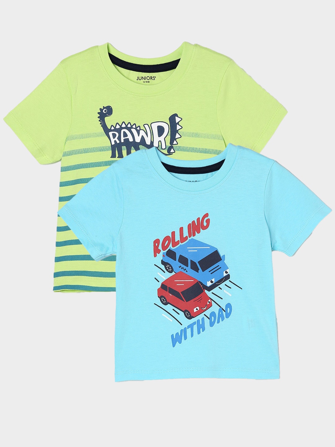 

Juniors by Lifestyle Pack Of 2 Printed Cotton T-Shirts, Blue