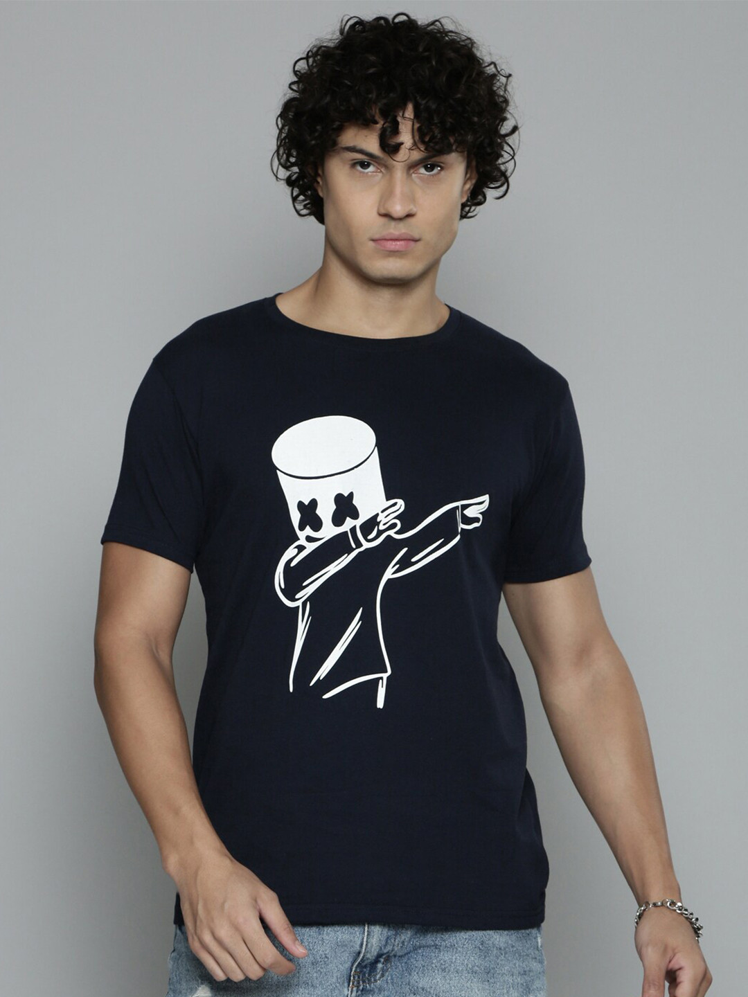 

SMARTEES Graphic Printed Round Neck Cotton T-shirt, Black