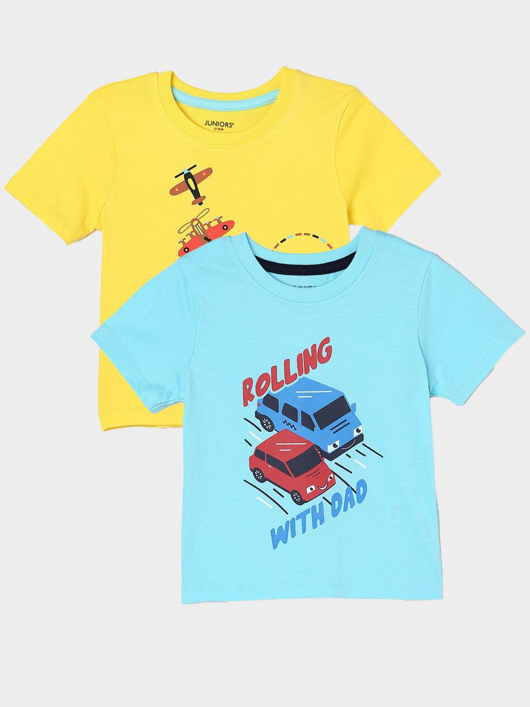 

Juniors by Lifestyle Pack Of 2 Printed Cotton T-Shirts, Blue