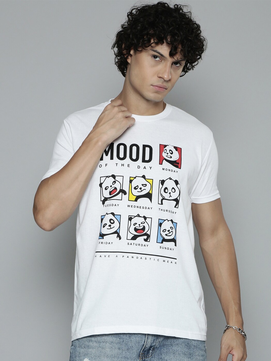 

SMARTEES Men Printed Cotton T-shirt, White