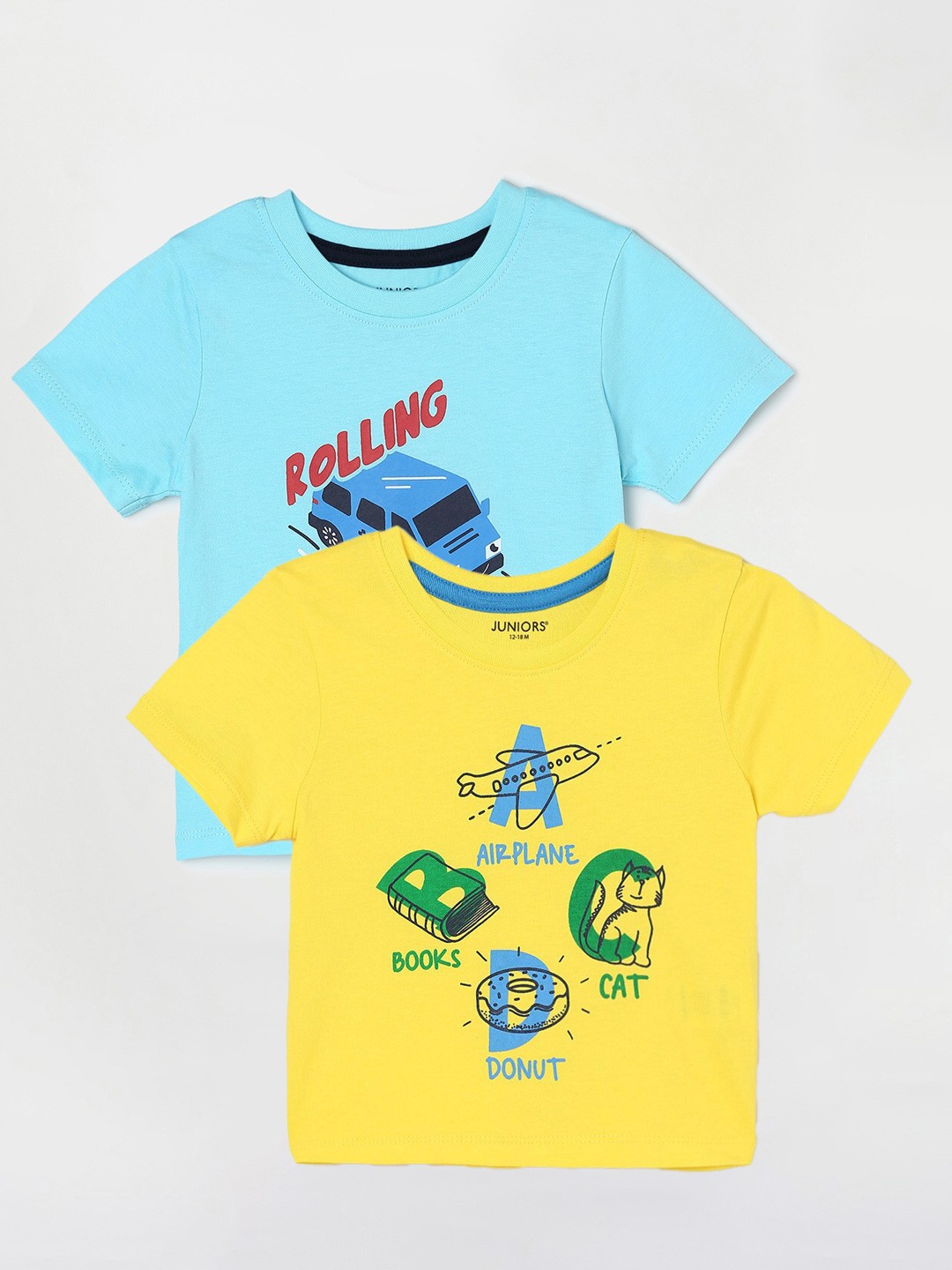 

Juniors by Lifestyle Pack Of 2 Printed Cotton T-Shirts, Yellow