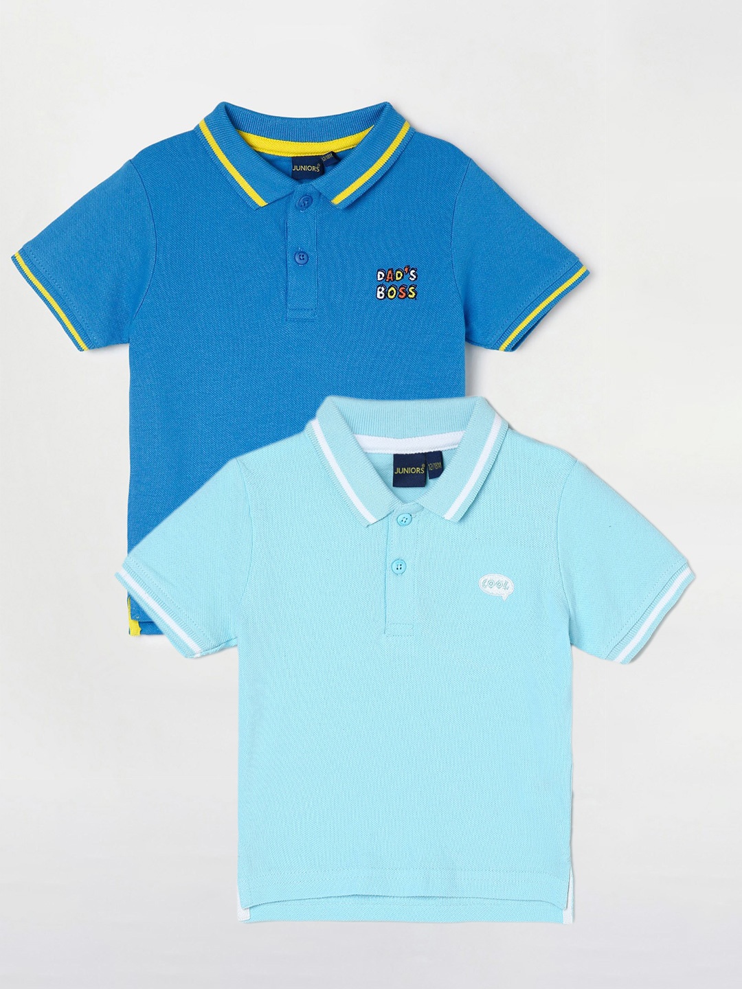 

Juniors by Lifestyle Pack Of 2 Polo Collar Cotton T-Shirts, Blue