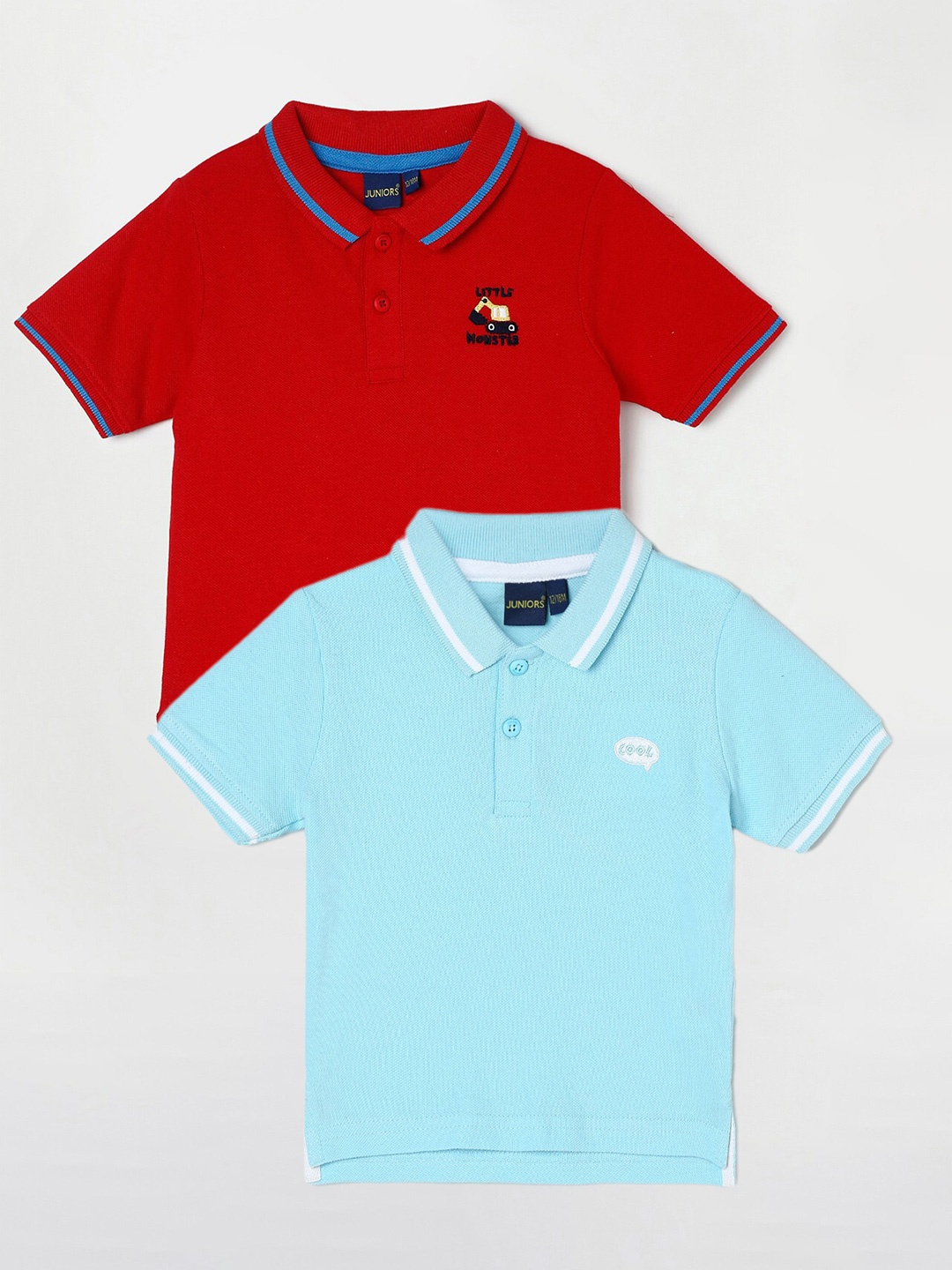 

Juniors by Lifestyle Pack Of 2 Polo Collar Cotton T-Shirts, Blue