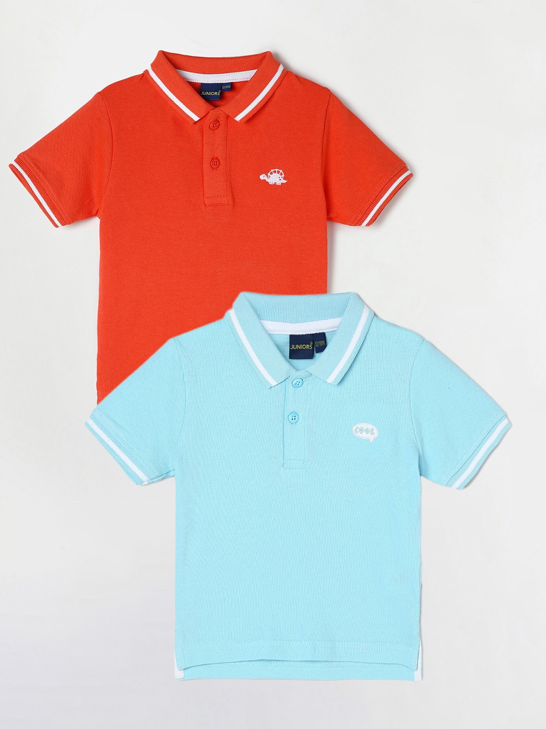

Juniors by Lifestyle Pack Of 2 Polo Collar Pure Cotton T-Shirts, Blue
