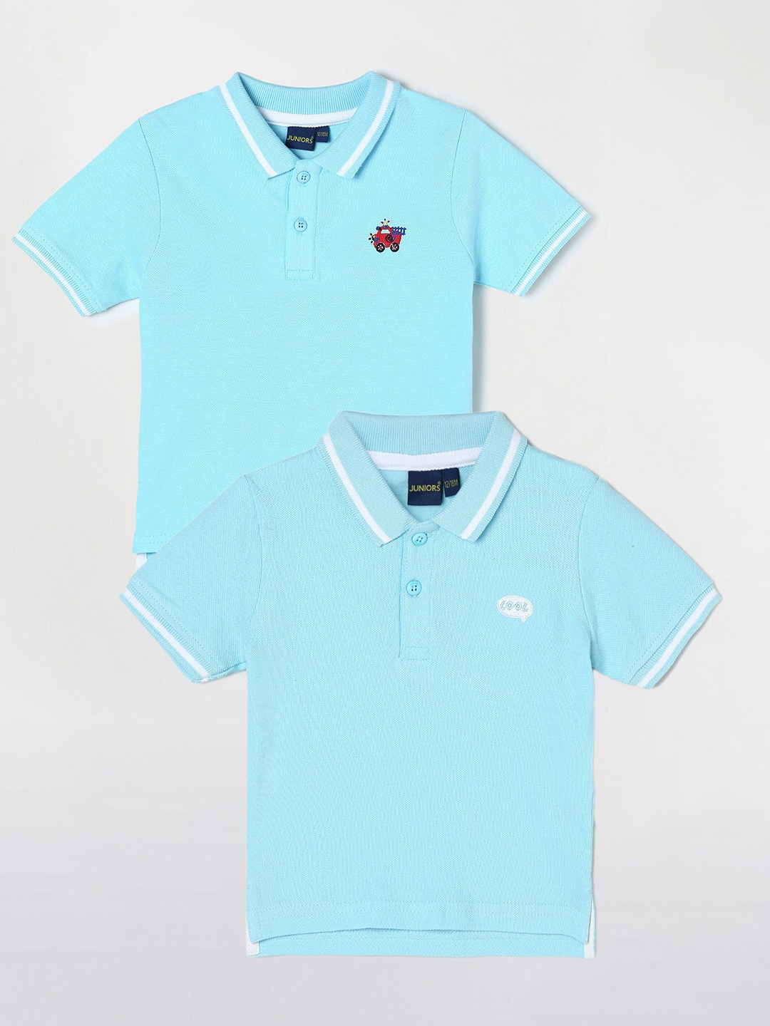 

Juniors by Lifestyle Pack Of 2 Polo Collar Pure Cotton T-Shirts, Blue