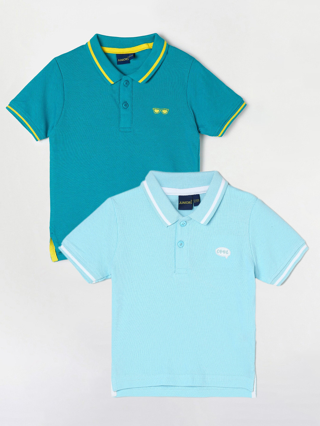 

Juniors by Lifestyle Pack Of 2 Polo Collar Pure Cotton T-Shirts, Blue
