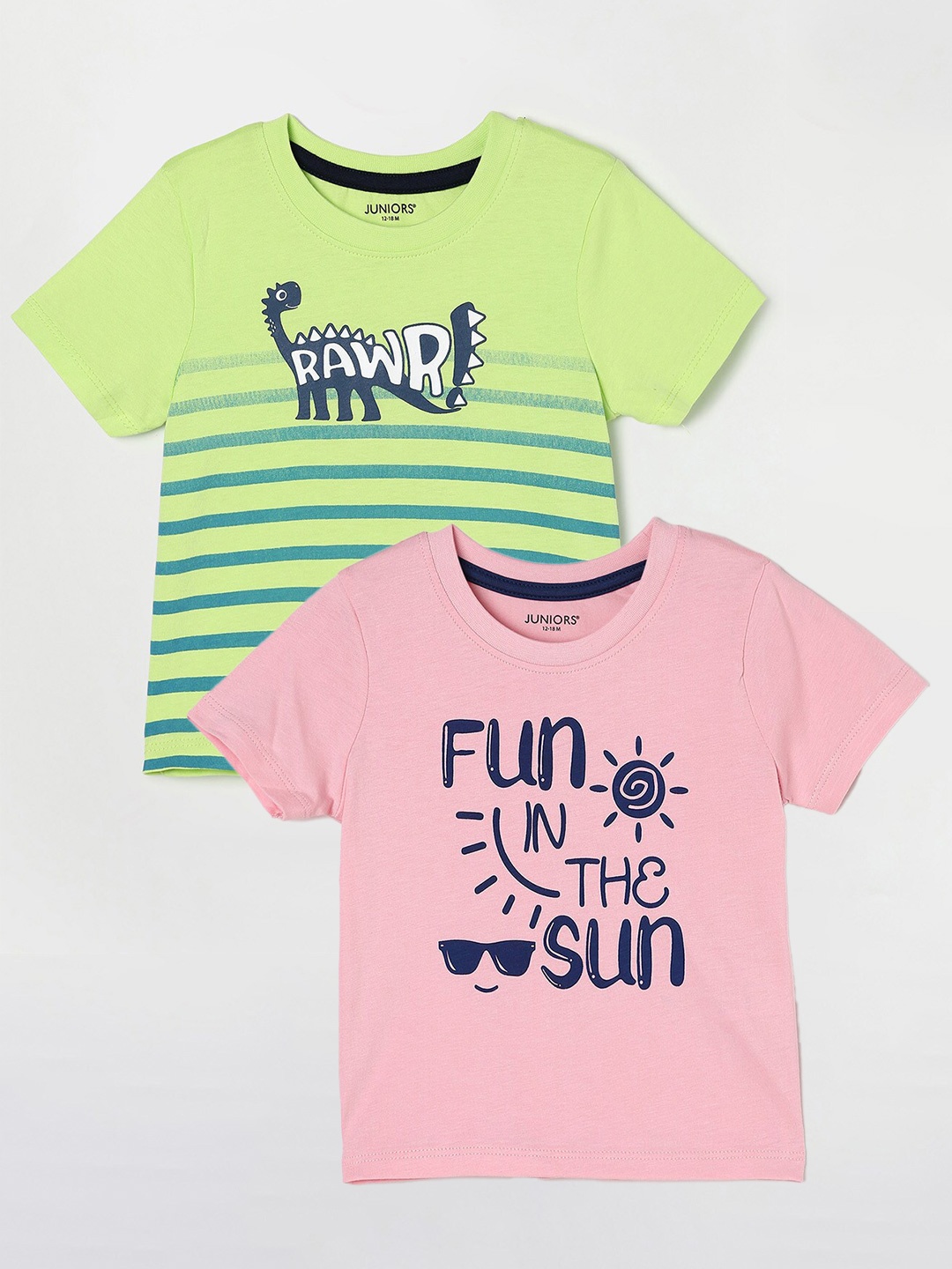 

Juniors by Lifestyle Pack Of 2 Printed Cotton T-Shirts, Pink