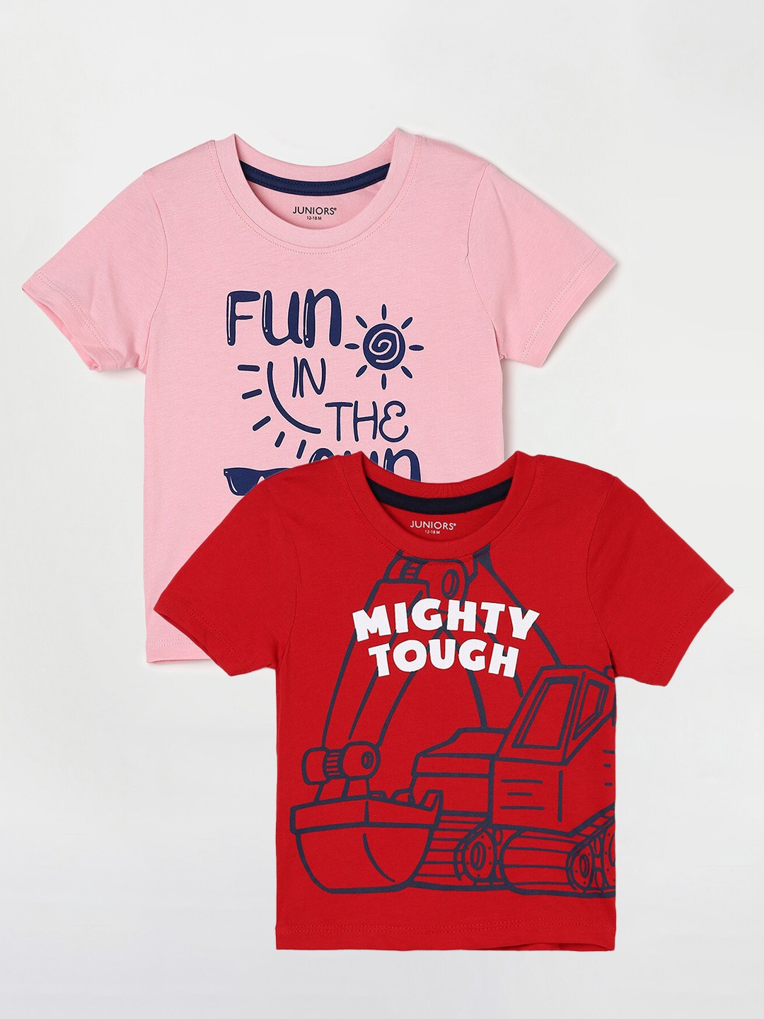 

Juniors by Lifestyle Pack Of 2 Printed Cotton T-Shirts, Red