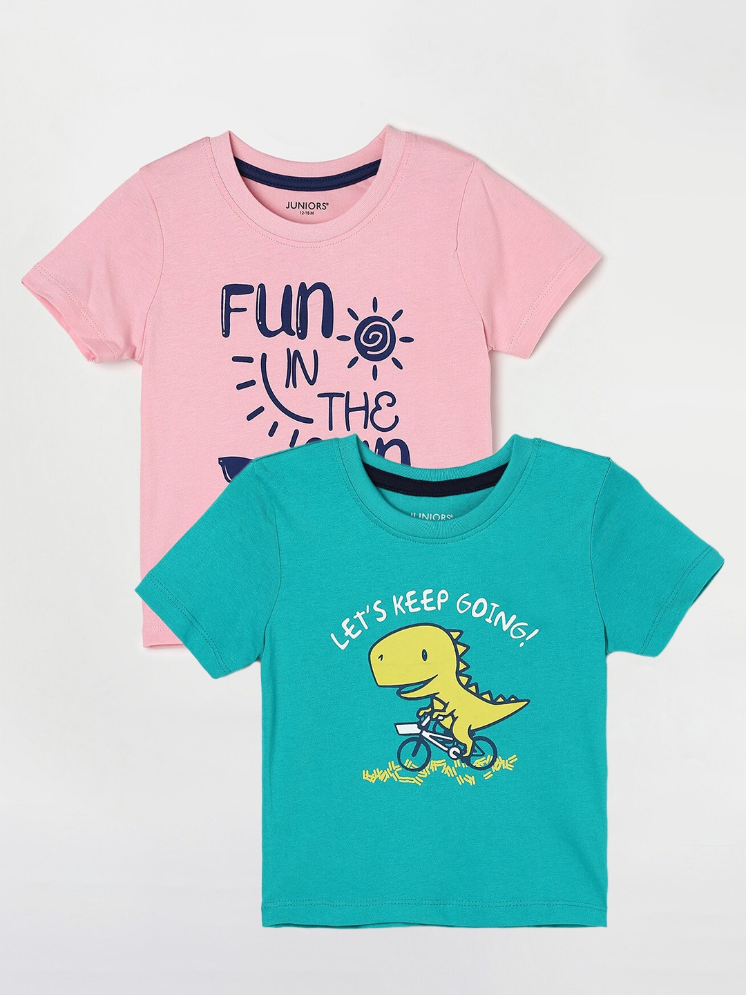 

Juniors by Lifestyle Pack Of 2 Printed Cotton T-Shirts, Green