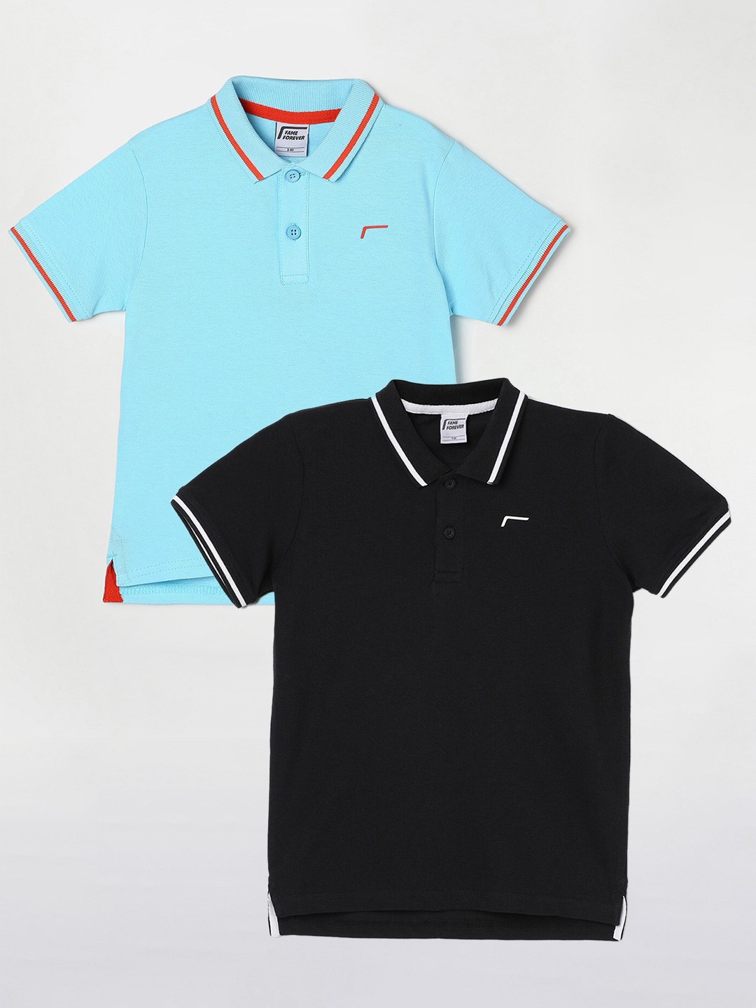 

Juniors by Lifestyle Pack Of 2 Polo Collar Pure Cotton T-Shirts, Black