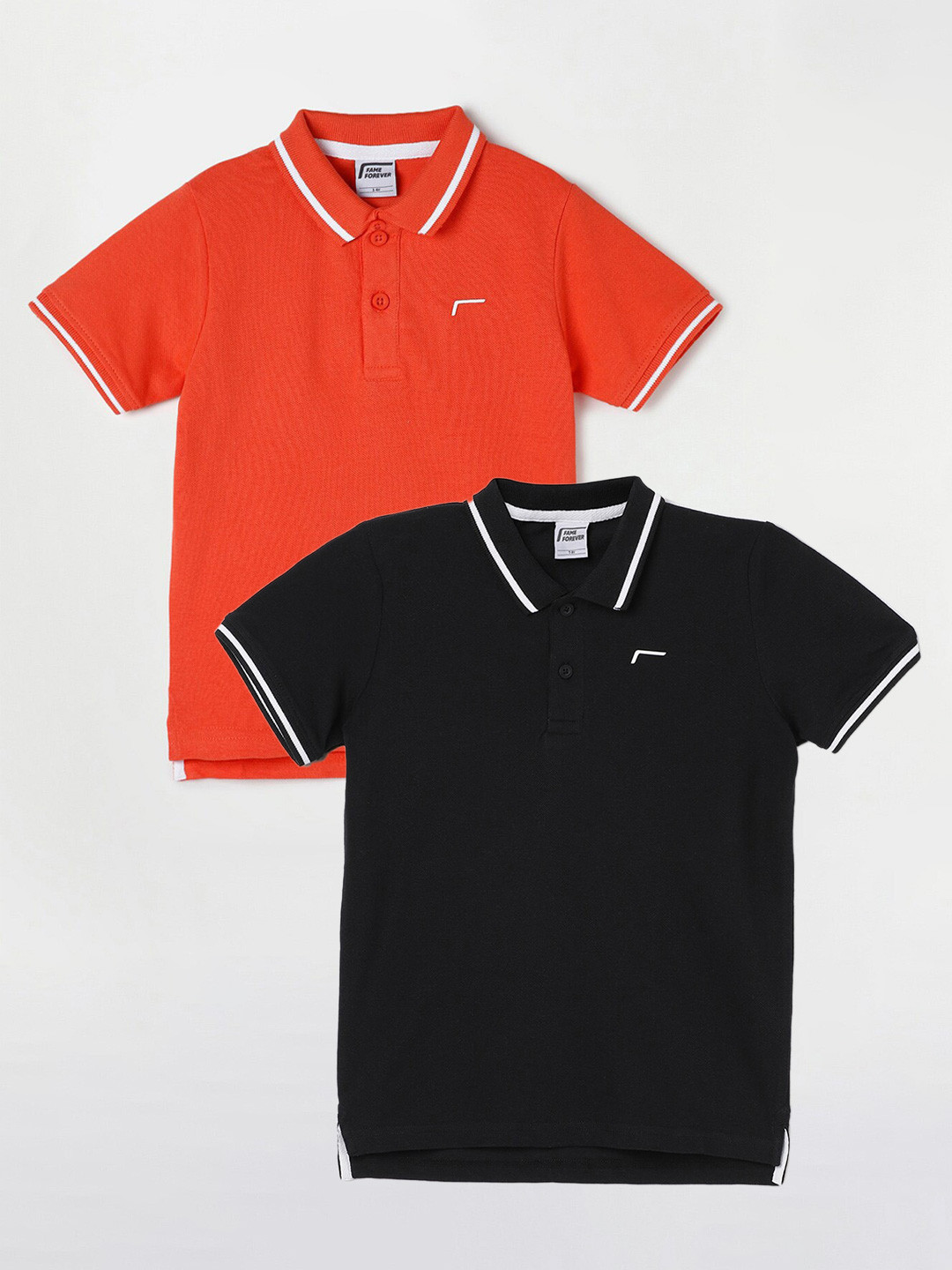 

Juniors by Lifestyle Pack Of 2 Polo Collar Pure Cotton T-Shirts, Black