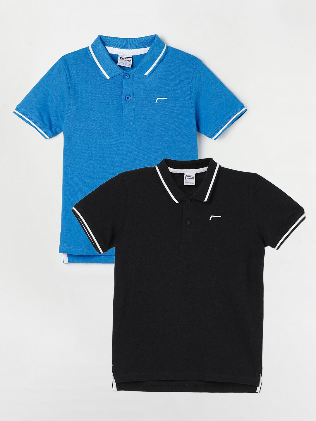 

Juniors by Lifestyle Pack Of 2 Polo Collar Cotton T-Shirts, Black