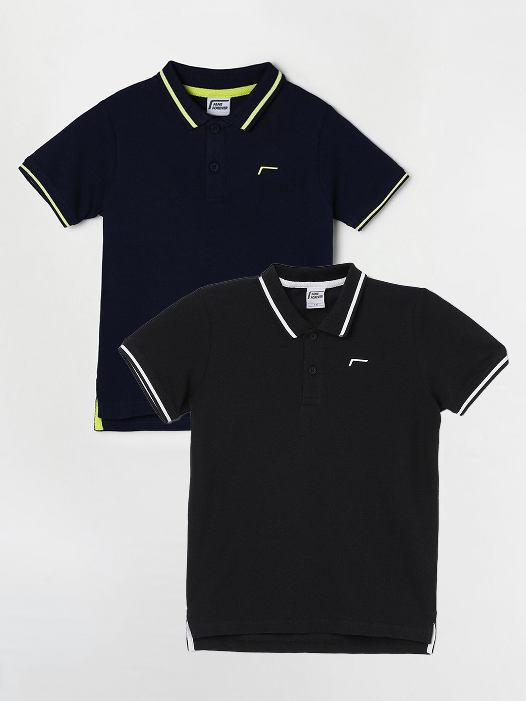

Juniors by Lifestyle Pack Of 2 Polo Collar Pure Cotton T-Shirts, Black