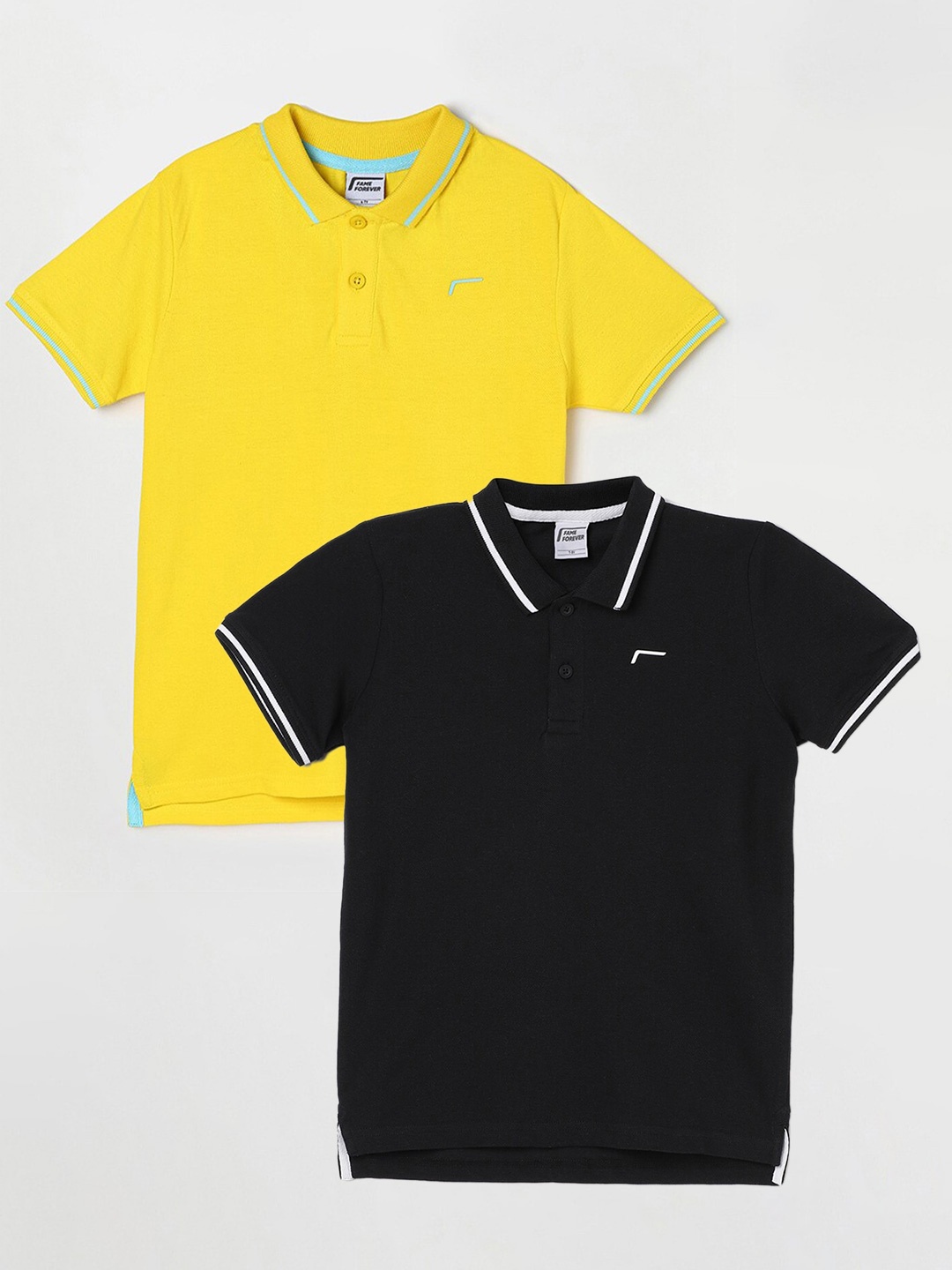 

Juniors by Lifestyle Pack Of 2 Polo Collar Pure Cotton T-Shirts, Black