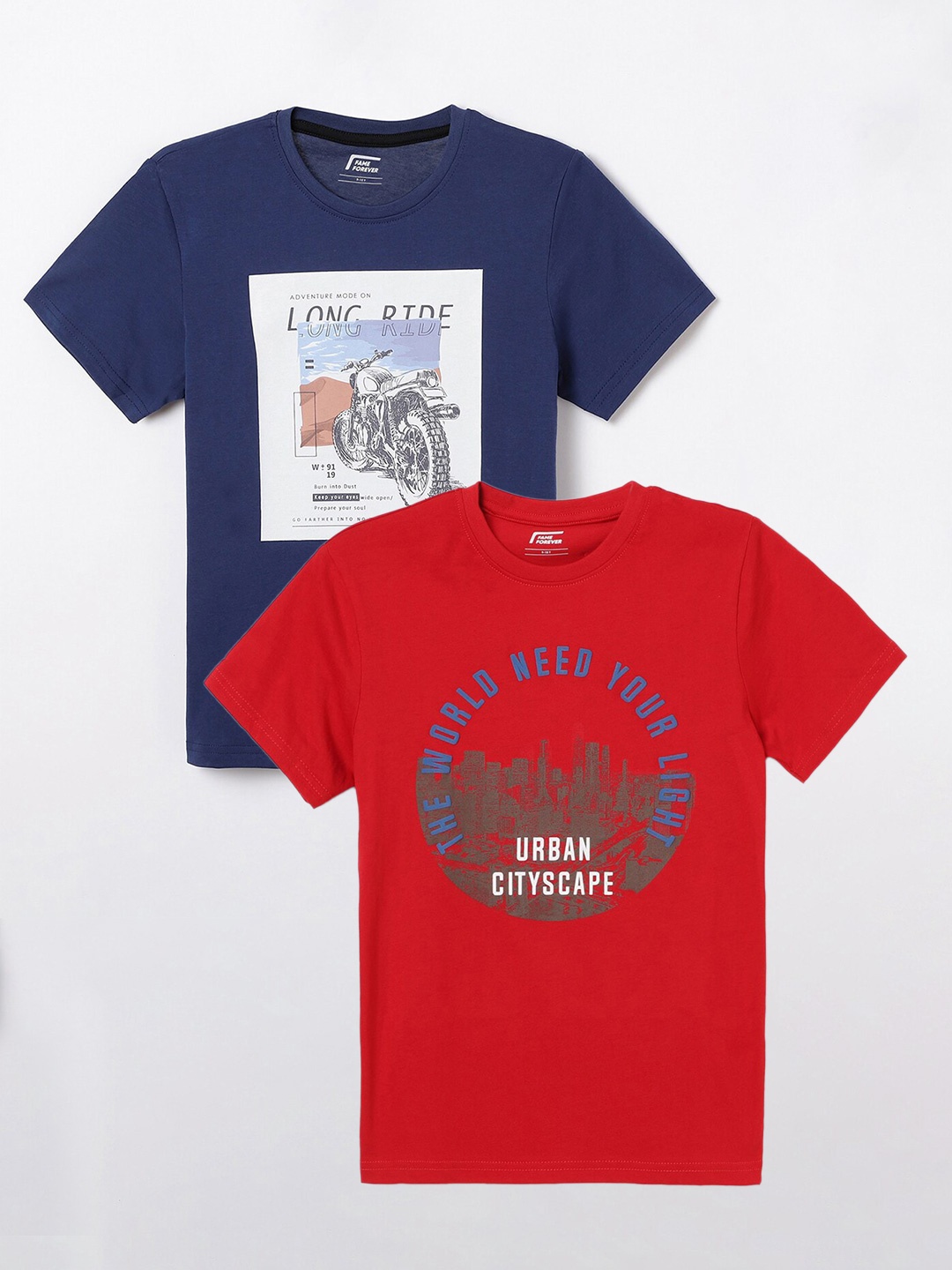 

Juniors by Lifestyle Pack Of 2 Printed Pure Cotton T-Shirts, Red
