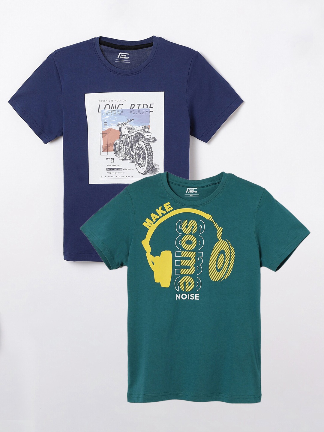 

Juniors by Lifestyle Pack Of 2 Printed Cotton T-Shirts, Teal