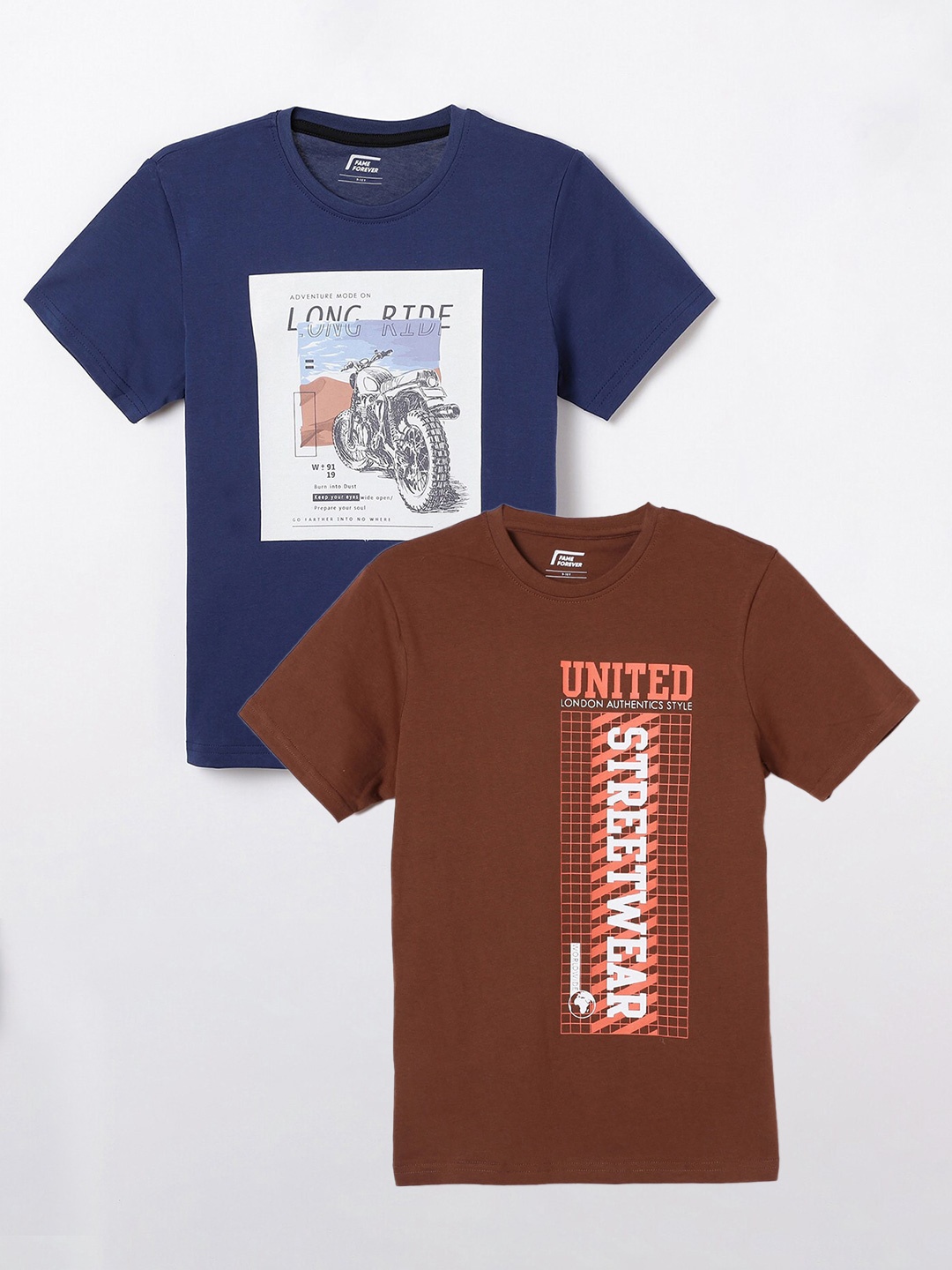 

Juniors by Lifestyle Pack Of 2 Printed Pure Cotton T-Shirts, Brown