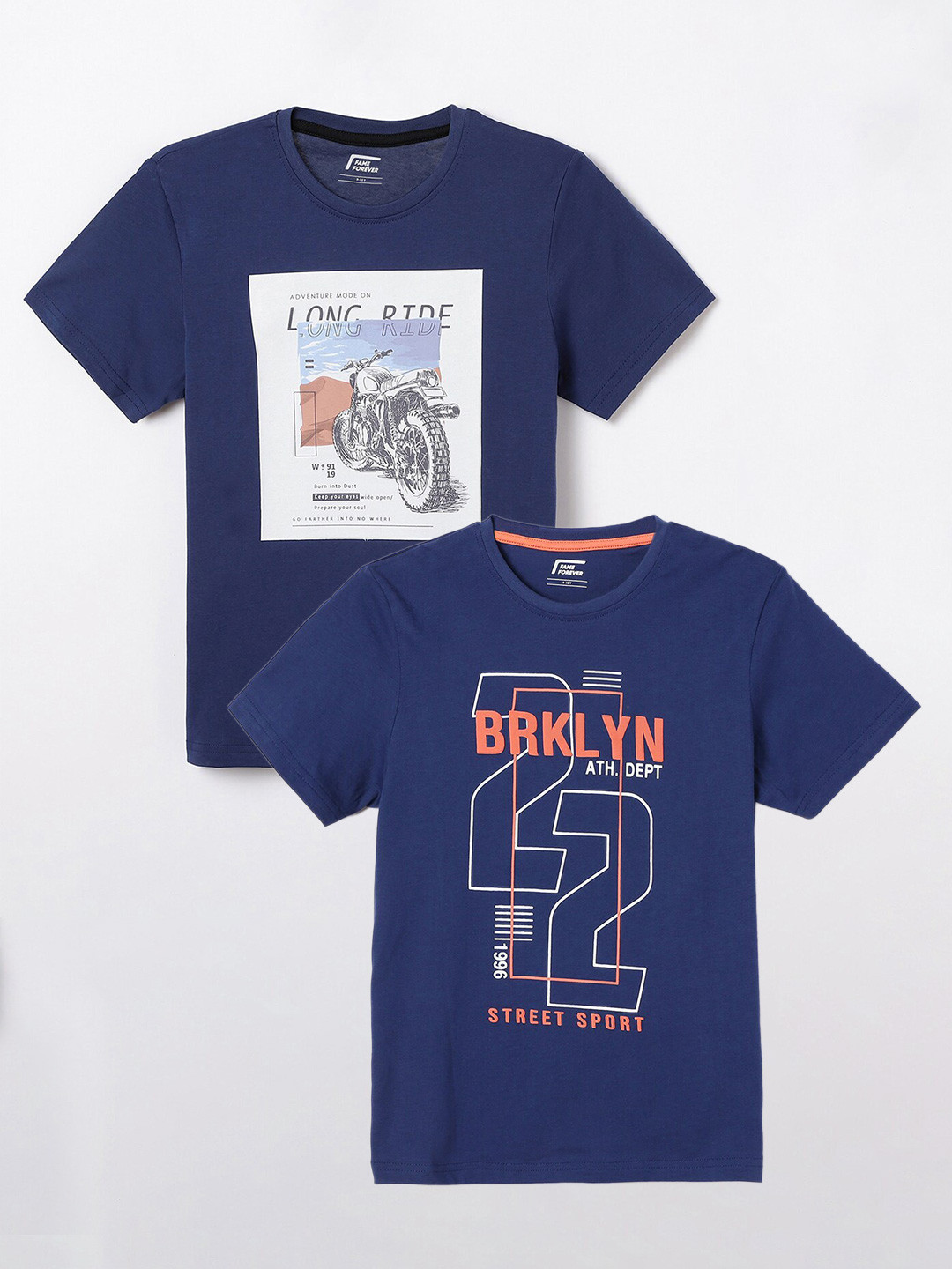 

Juniors by Lifestyle Pack Of 2 Printed Pure Cotton T-Shirts, Blue