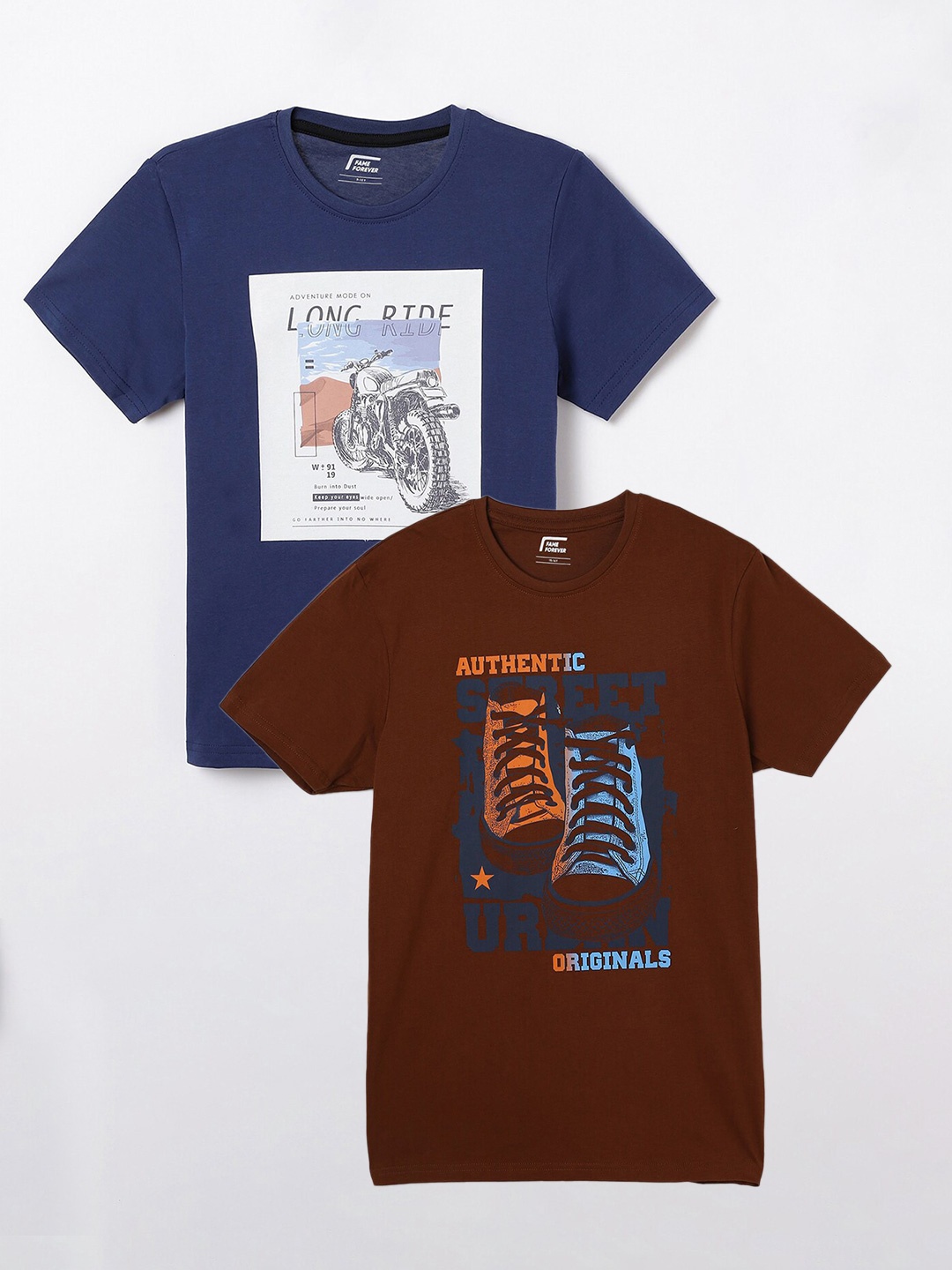 

Juniors by Lifestyle Pack Of 2 Printed Pure Cotton T-Shirts, Brown