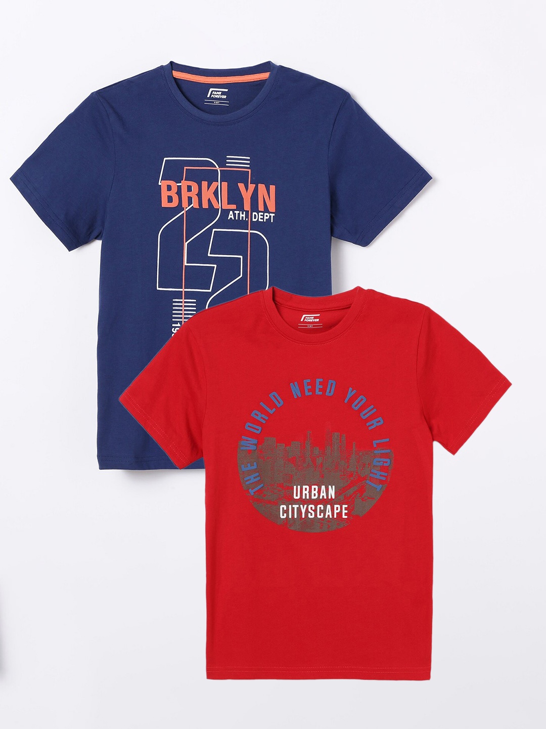 

Fame Forever by Lifestyle Boys Pack Of 2 Typography Printed Pure Cotton T-Shirts, Red