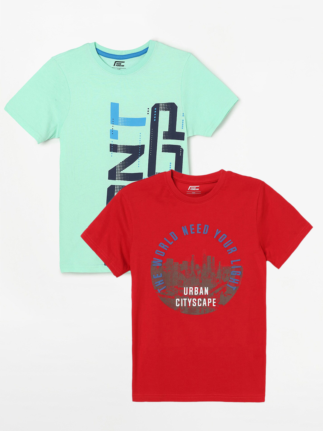 

Fame Forever by Lifestyle Boys Pack Of 2 Typography Printed Cotton T-Shirts, Red