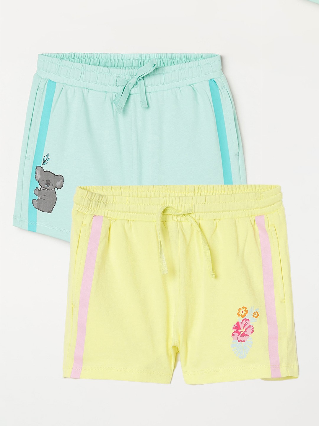 

Fame Forever by Lifestyle Girls Pack Of 2 Printed Mid-Rise Cotton Shorts, Yellow