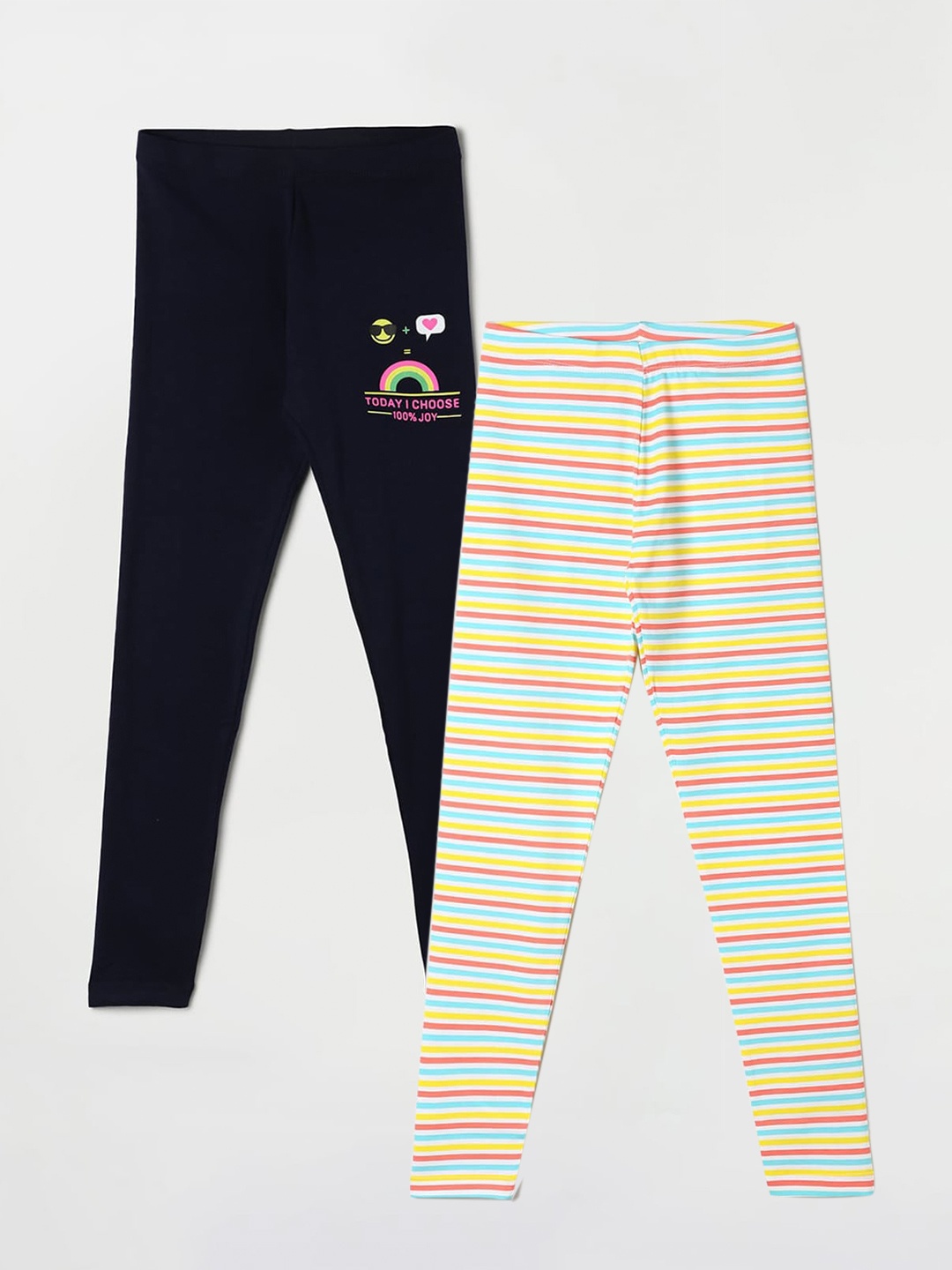 

Fame Forever by Lifestyle Girls Pack Of 2 Ankle-Length Cotton Leggings, White