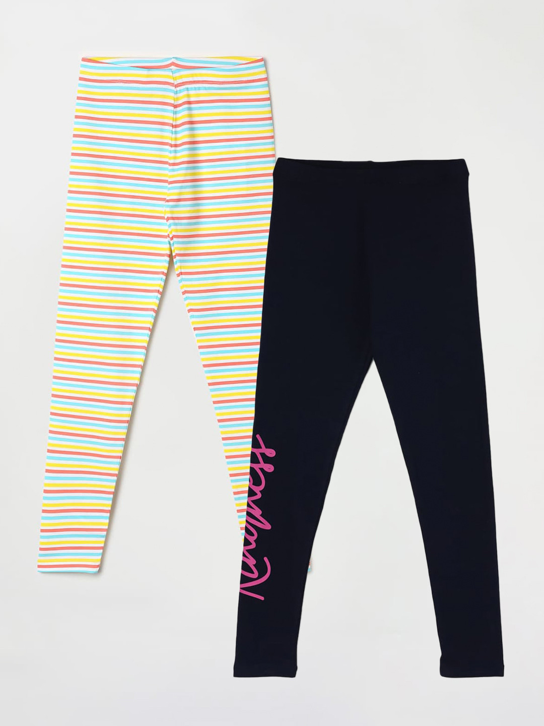 

Fame Forever by Lifestyle Girls Pack Of 2 Ankle-Length Leggings, Navy blue