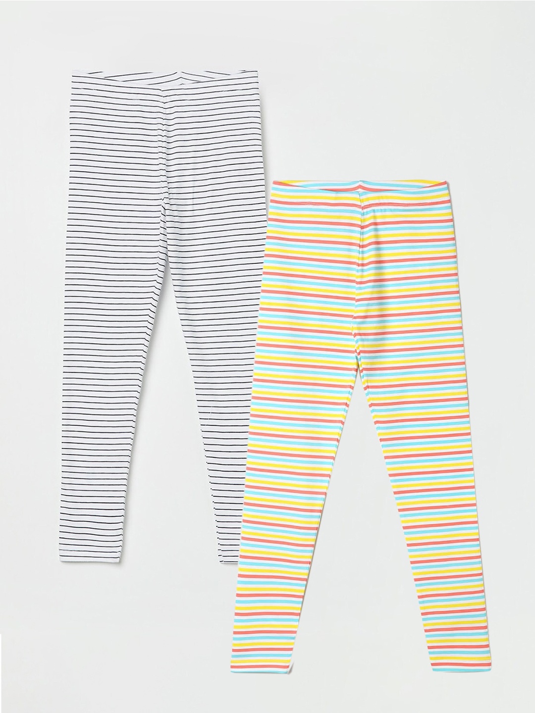 

Fame Forever by Lifestyle Girls Pack Of 2 Striped Ankle-Length Leggings, White