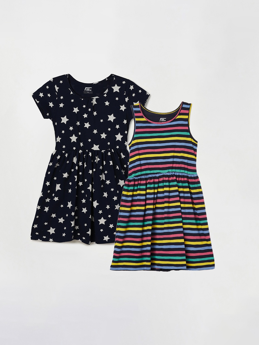 

Fame Forever by Lifestyle Girls Pack Of 2 Fit & Flare Cotton Dresses, Navy blue