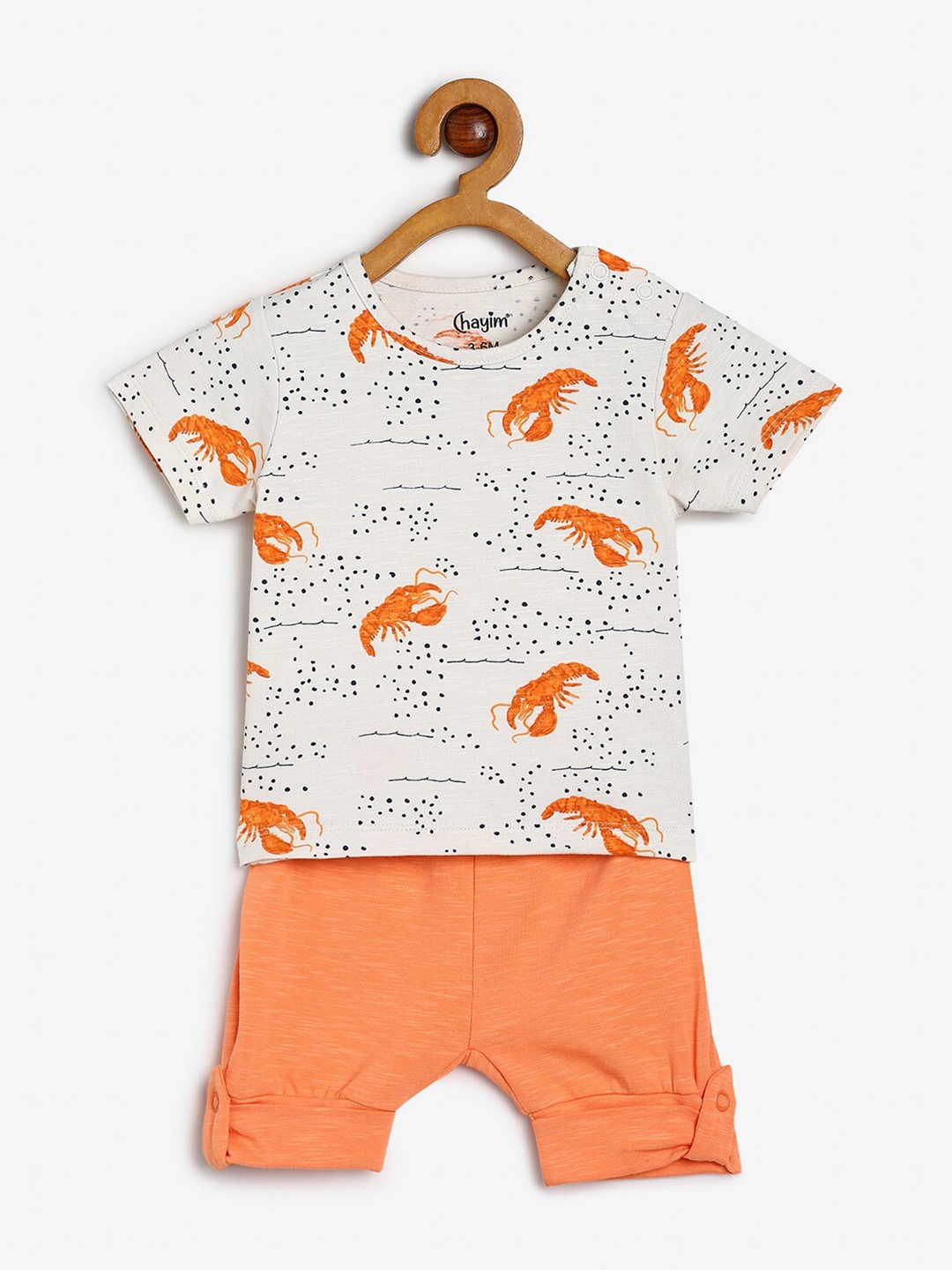 

CHAYIM Unisex Kids Conversational Printed T-shirt with Shorts, Orange