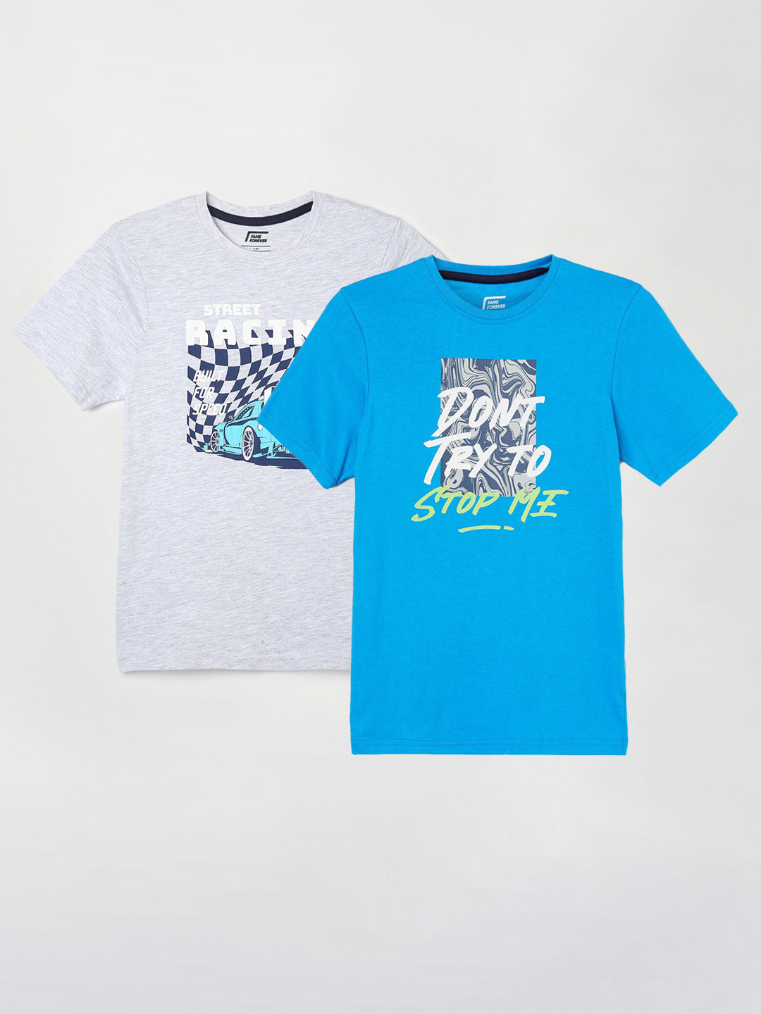 

Fame Forever by Lifestyle Boys Pack Of 2 Printed Cotton T-Shirts, Blue