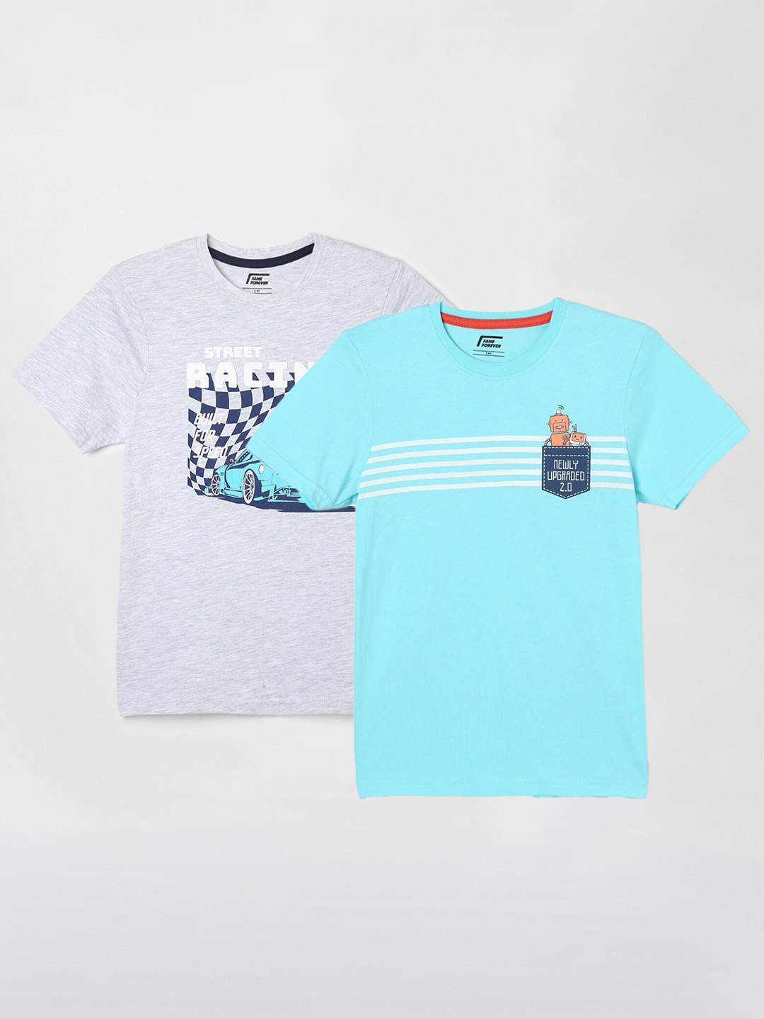 

Fame Forever by Lifestyle Boys Pack Of 2 Printed Cotton T-Shirts, Blue