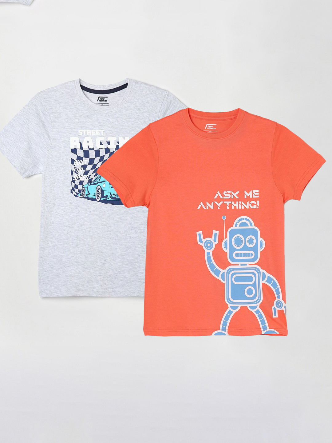 

Fame Forever by Lifestyle Boys Pack Of 2 Printed Cotton T-Shirts, Coral