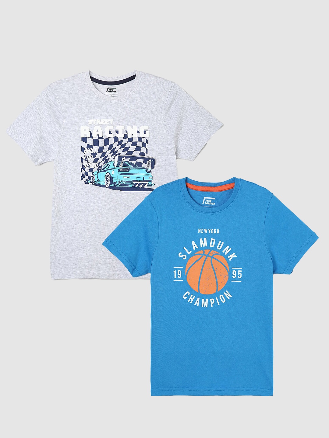 

Fame Forever by Lifestyle Boys Pack Of 2 Printed Cotton T-Shirts, Blue