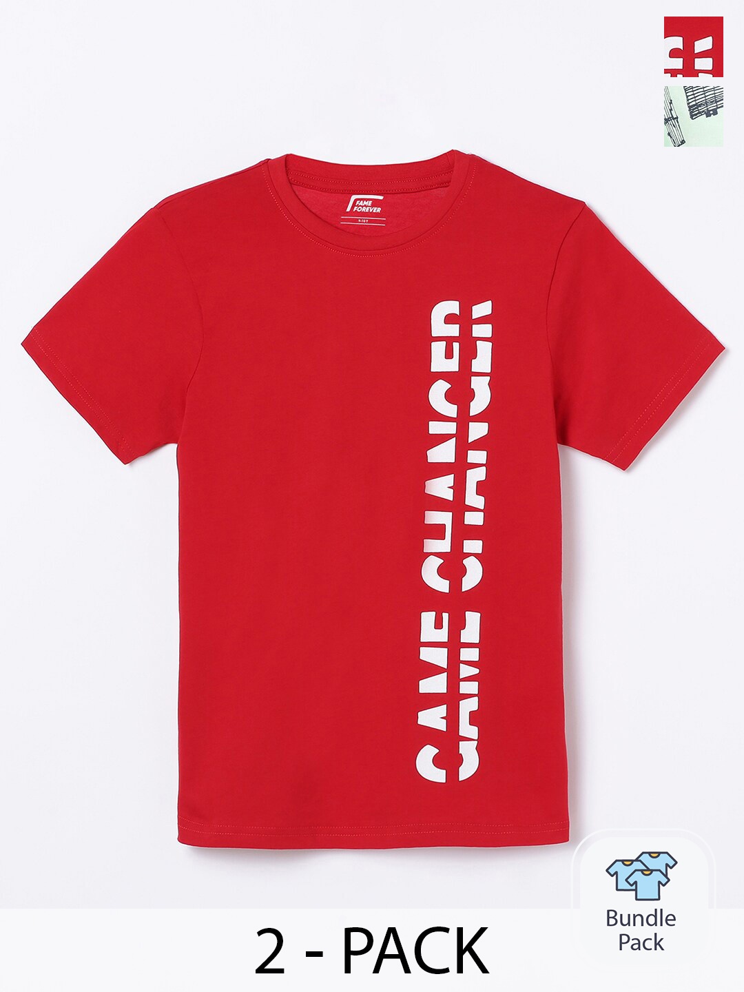 

Fame Forever by Lifestyle Boys Pack Of 2 Printed Pure Cotton T-Shirts, Red