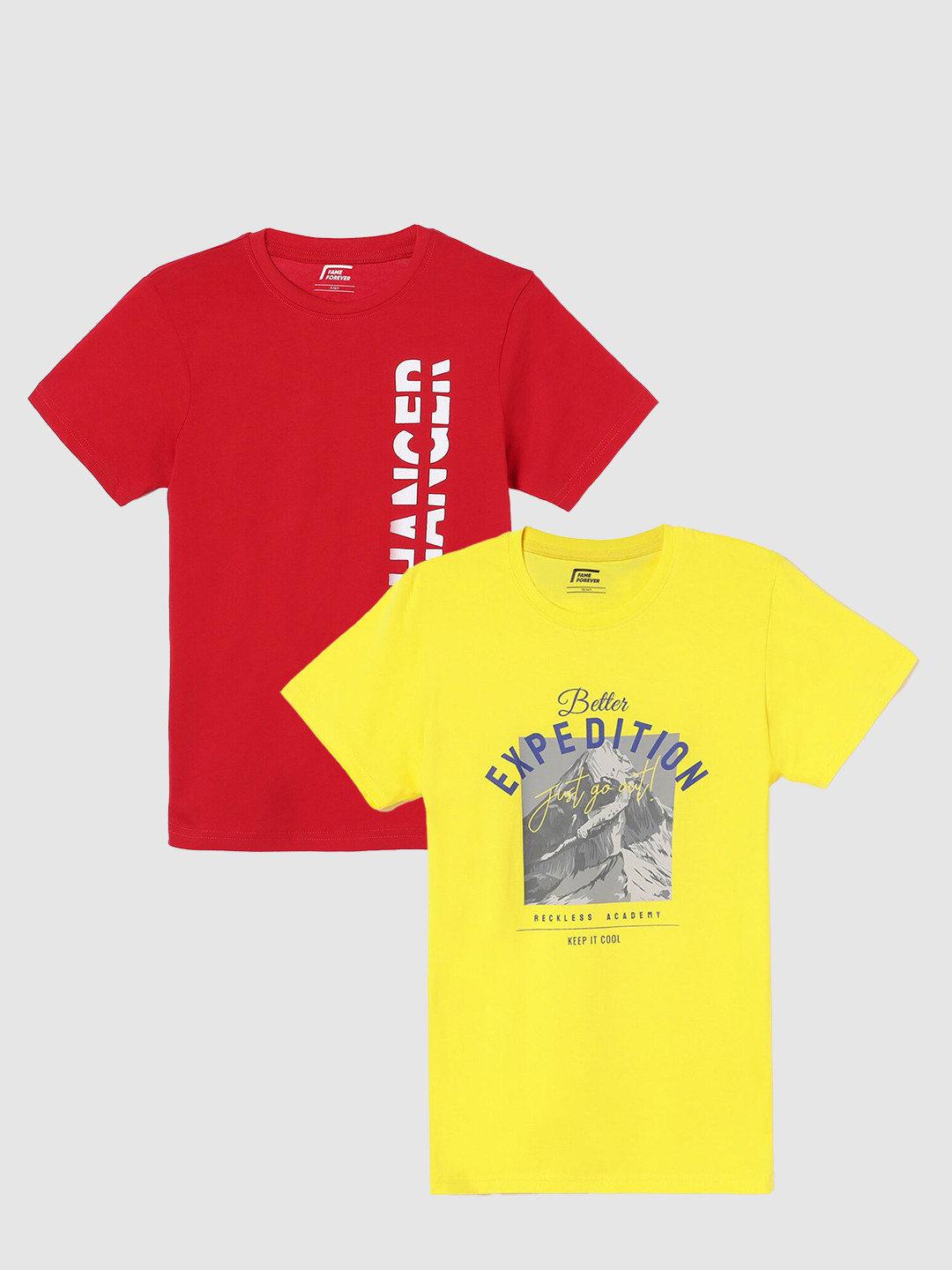 

Fame Forever by Lifestyle Boys Pack Of 2 Printed Pure Cotton T-Shirts, Red
