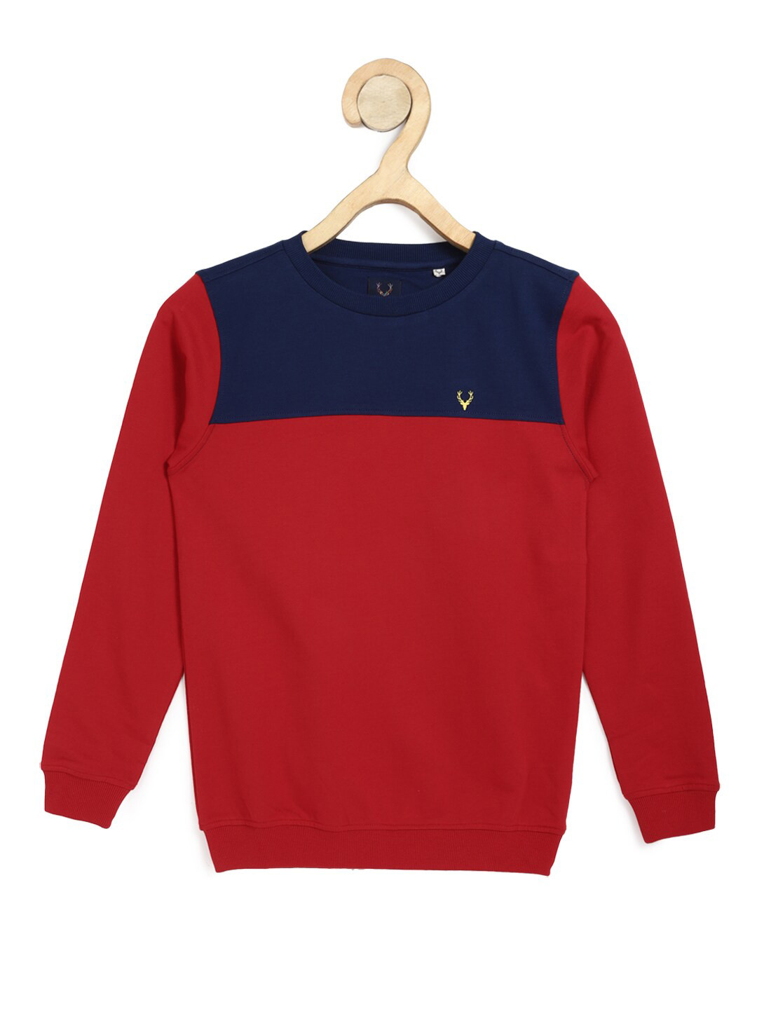 

Allen Solly Junior Boys Red Colourblocked Pure Cotton Sweatshirt