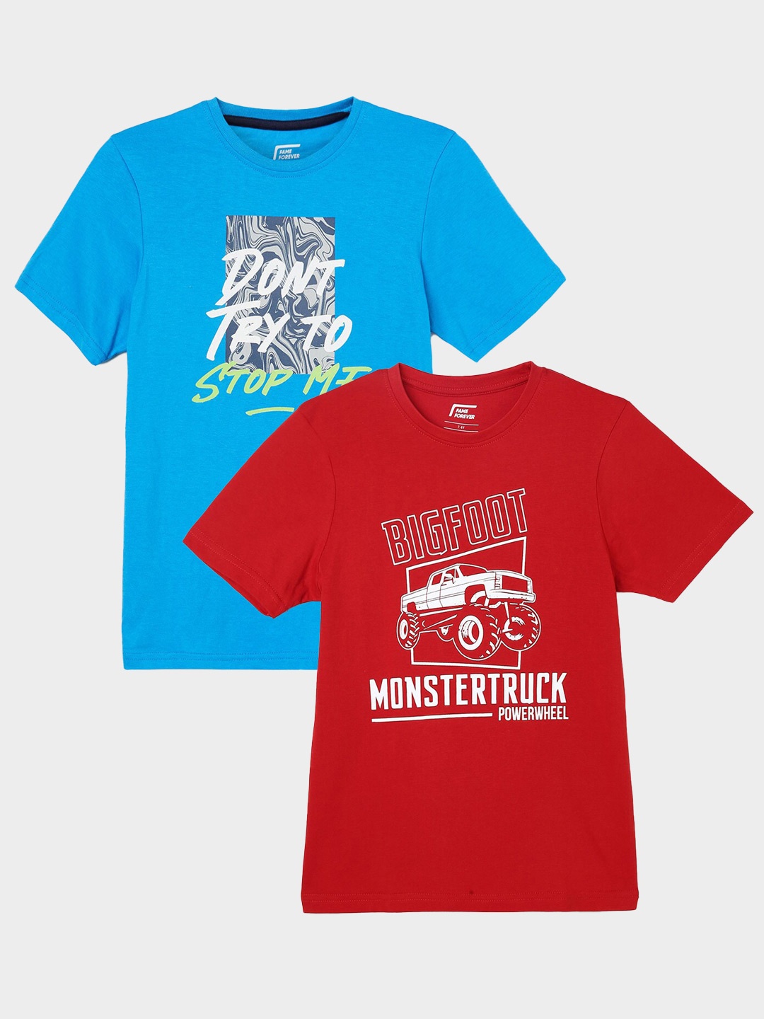 

Fame Forever by Lifestyle Boys Pack Of 2 Printed Cotton Casual T-Shirts, Red
