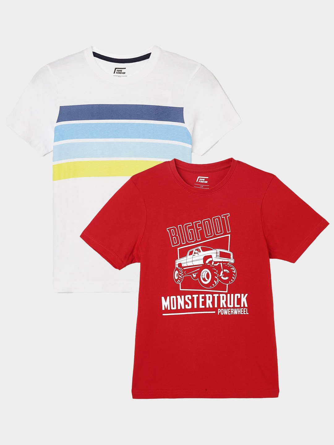 

Fame Forever by Lifestyle Boys Pack Of 2 Printed Cotton Casual T-Shirts, Red