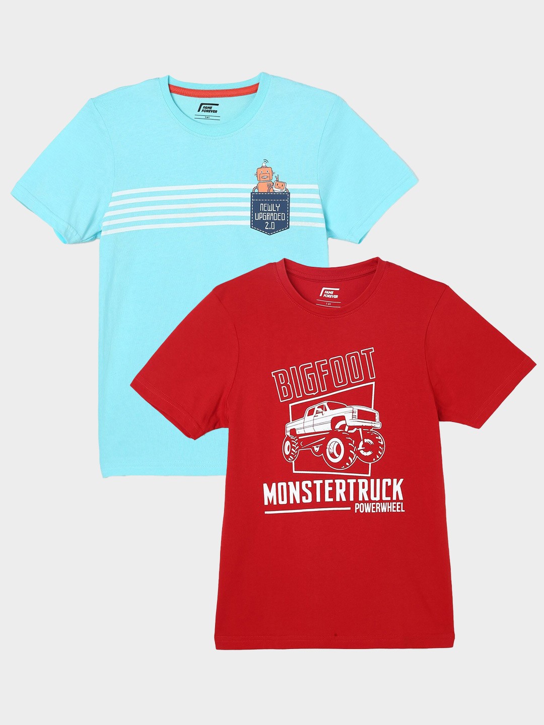 

Fame Forever by Lifestyle Boys Pack Of 2 Printed Cotton Casual T-Shirts, Red
