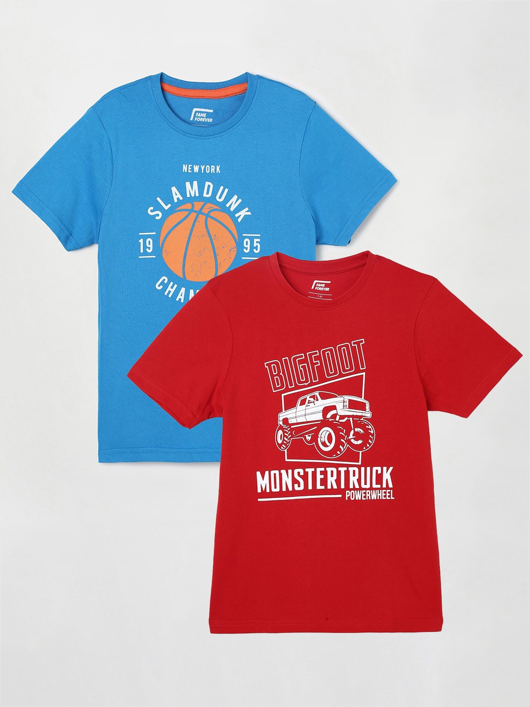 

Fame Forever by Lifestyle Boys Pack Of 2 Printed Cotton Casual T-Shirts, Red