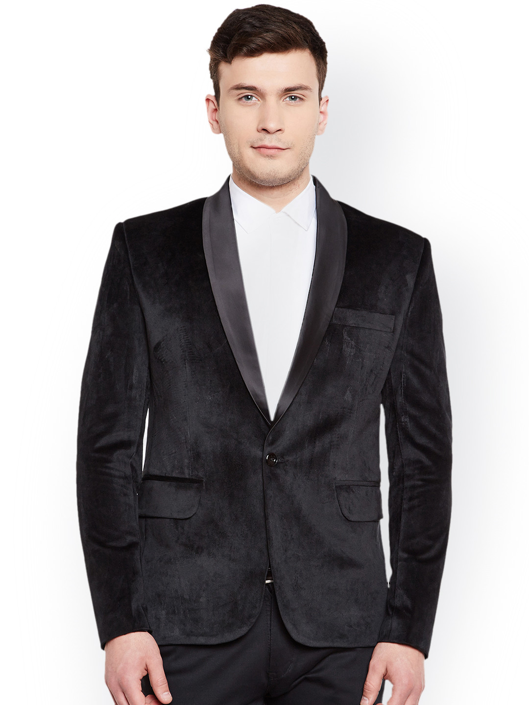 

Wintage Black Single-Breasted Tailored Fit Party Blazer