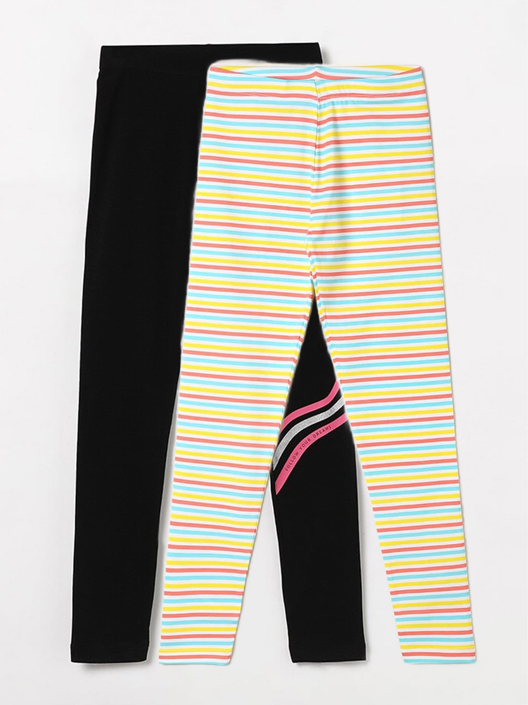 

Fame Forever by Lifestyle Girls Pack Of 2 Printed Cotton Casual Leggings, White