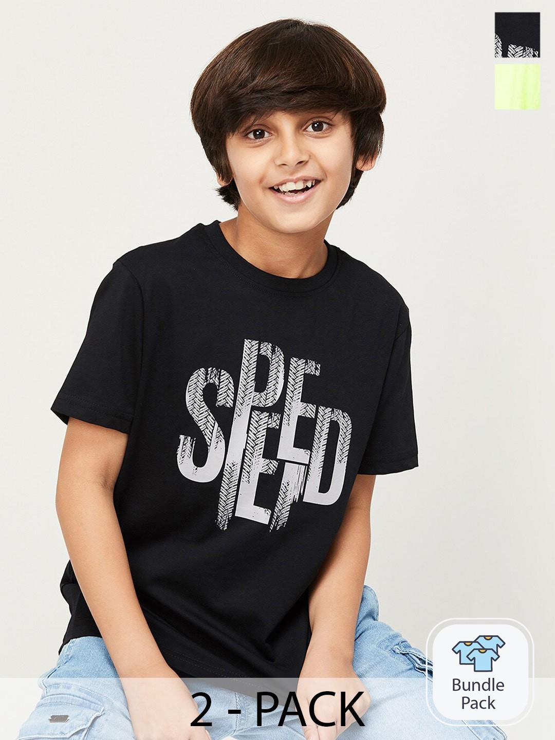 

Fame Forever by Lifestyle Boys Pack Of 2 Printed Pure Cotton Casual T-Shirts, Black