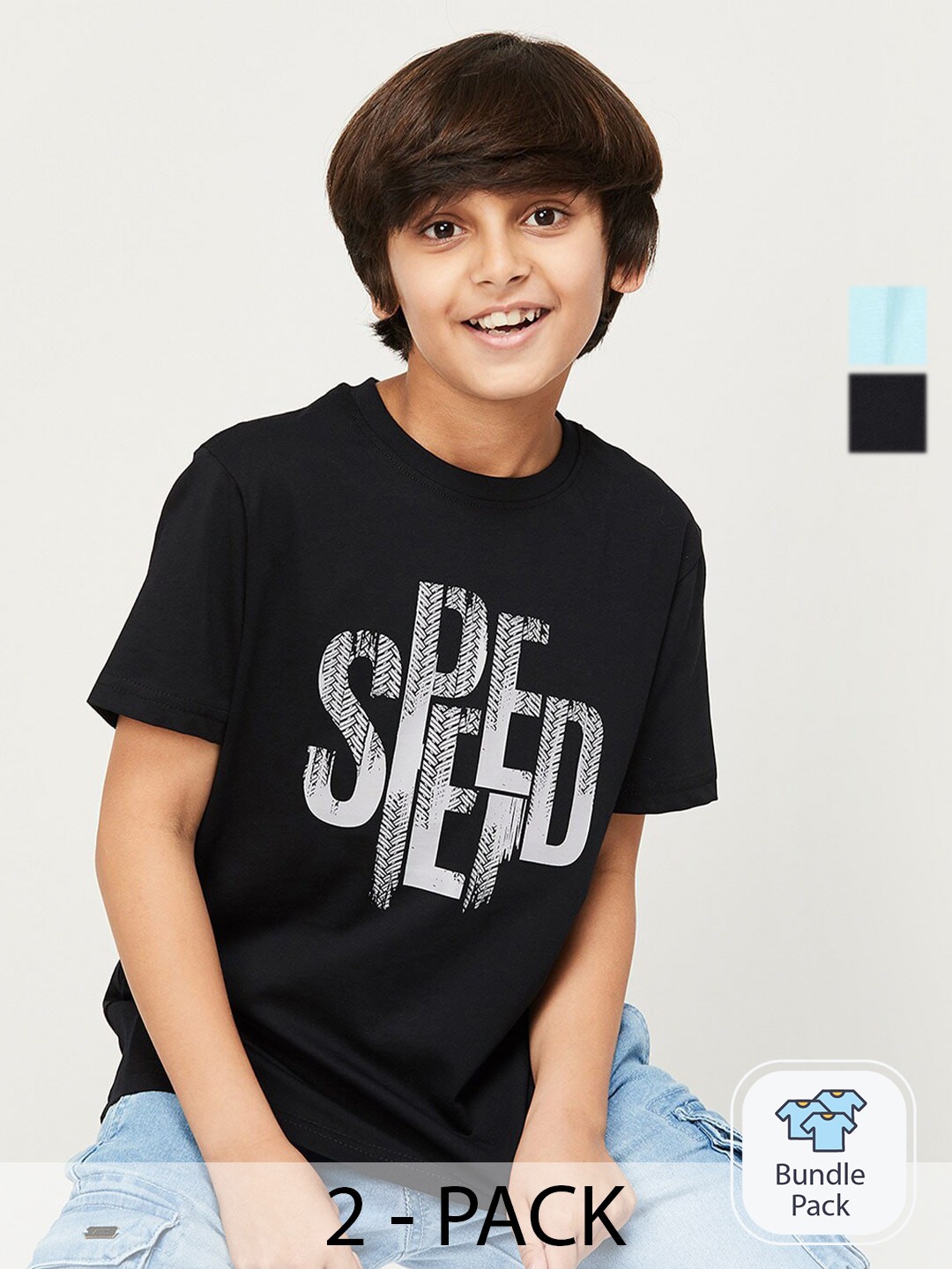 

Fame Forever by Lifestyle Boys Pack Of 2 Printed Pure Cotton T-Shirt, Black