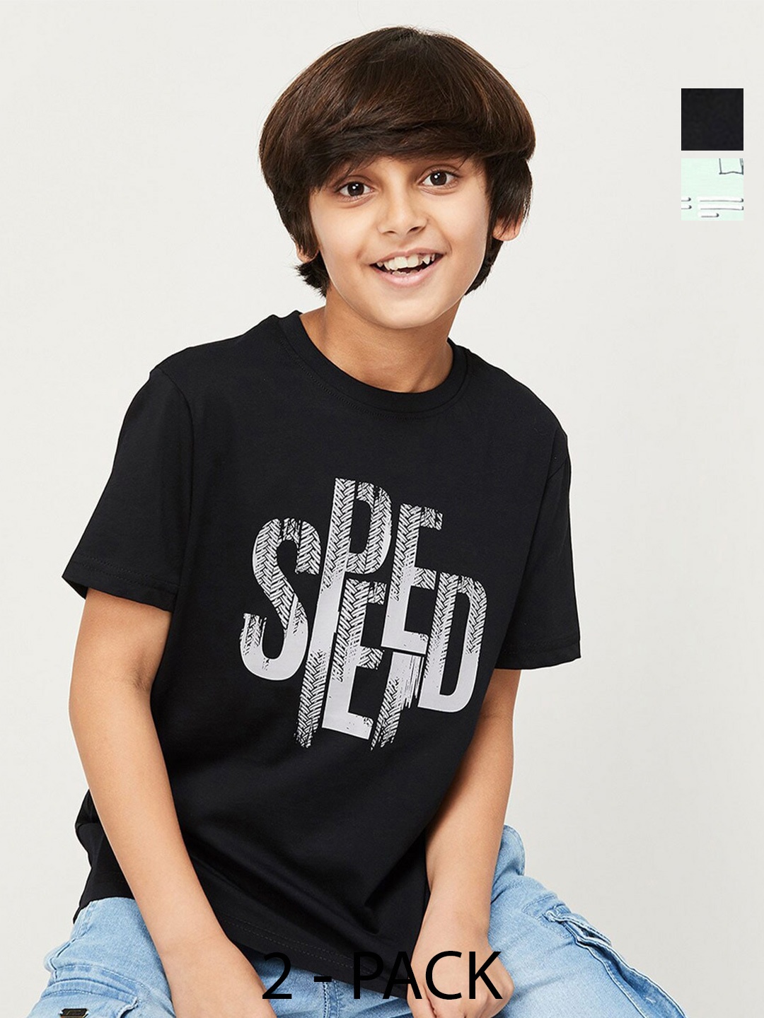 

Fame Forever by Lifestyle Boys Pack Of 2 Printed Pure Cotton T-Shirt, Black