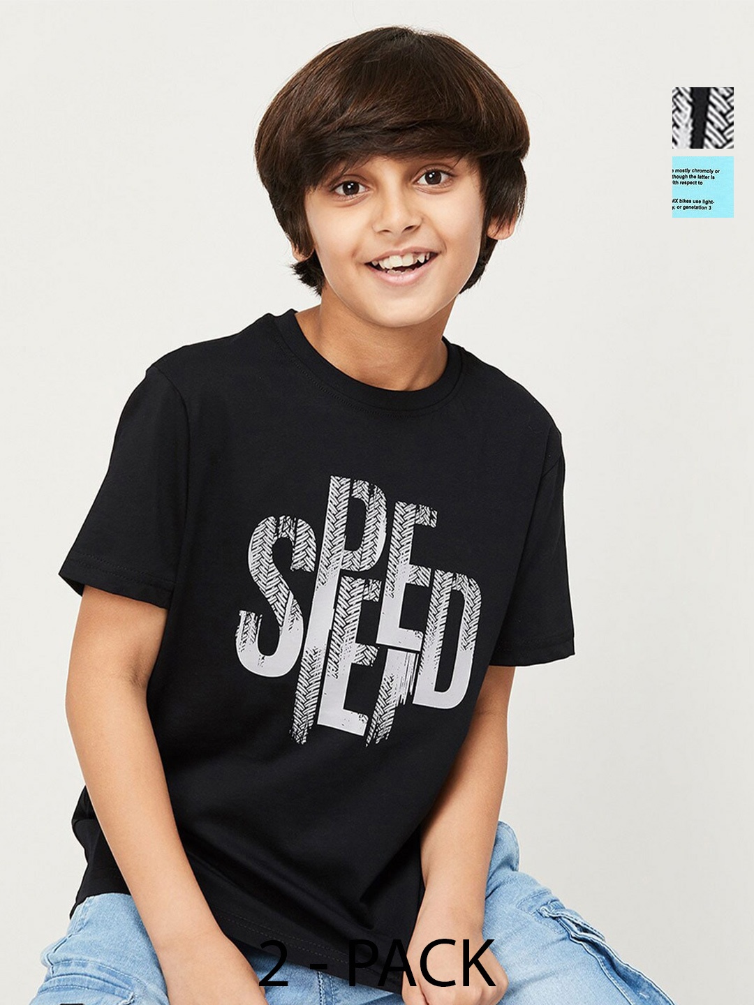 

Fame Forever by Lifestyle Boys Pack Of 2 Printed Cotton T-Shirt, Black